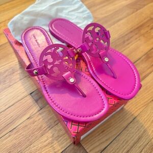 Tory Burch Miller Goat Leather Fuchsia Sandals